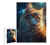 500 PCS Rompecabezas para Adolescentes Kitty Cat in Space Galaxy Rompecabezas para Adultos Juegos Familiares Desafío Difícil Ayuda A Ejercitar El Cerebro 500 PCS