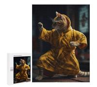 500 PCS Rompecabezas para Adolescentes Kung Fu Cat in Yellow Robe Rompecabezas para Adultos Juegos Relajantes Mejora La Memoria Interacción Entre Padres E Hijos 500 PCS