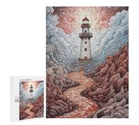 500 PCS Rompecabezas para Adolescentes Lighthouse in The Clouds Rompecabezas para Adultos Juegos De Relajación Decoración De Pared Ayuda A Ejercitar El Cerebro 500 PCS