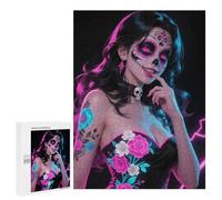 500 PCS Rompecabezas para Adolescentes Lilith - Seductive Beauty with Pink Eyes and Black Hair Rompecabezas para Adultos Rompecabezas Difícil Difícil Desafiante De Completar Juego Desafiante Juguetes