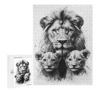 500 PCS Rompecabezas para Adolescentes Lion Family Portrait Rompecabezas para Adolescentes Juegos Divertidos Análisis Y Lógica Cumpleaños 500 PCS