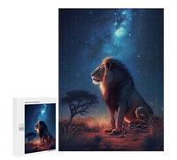 500 PCS Rompecabezas para Adolescentes Lion Under The Milky Way Rompecabezas para Adultos Juguetes Antiestrés Decoración De Pared Diversión Actividades En Casa, 500 PCS