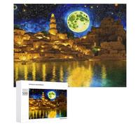 500 PCS Rompecabezas para Adolescentes Magical Night Over The Village Rompecabezas para Adultos Juego Práctico Desafío Difícil Cumpleaños Y Navidad 500 PCS