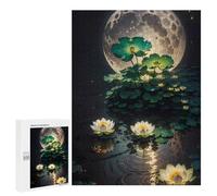 500 PCS Rompecabezas para Adolescentes Moonlit Lotus Pond Rompecabezas para Adultos Juego Familiar Análisis Y Lógica Regalos para Reducir El Estrés 500 PCS