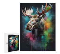 500 PCS Rompecabezas para Adolescentes Moose Painting Rompecabezas para Adultos, Decoración De Pared, Corte De Precisión, Cumpleaños