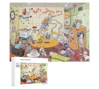 500 PCS Rompecabezas para Adolescentes Mother's Day Chaos A Family's Wild Celebration! Rompecabezas para Adultos Juego Familiar Análisis Y Lógica Regalos para Reducir El Estrés 500 PCS