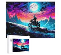 500 PCS Rompecabezas para Adolescentes Motorcycle Ride Under A Colorful Sky Rompecabezas para Adolescentes Juguetes Antiestrés Vacaciones En Casa Matar El Tiempo Desafío Educativo 500 PCS