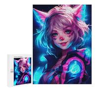 500 PCS Rompecabezas para Adolescentes Neon Anime Cat Women Rompecabezas para Adultos Juegos Divertidos Regalo De Cumpleaños Cumpleaños Y Navidad 500 PCS