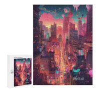 500 PCS Rompecabezas para Adolescentes Neon Cityscape Vibrant Urban Fantasy -3 Rompecabezas para Adolescentes Juguetes Antiestrés Vacaciones En Casa Matar El Tiempo Desafío Educativo 500 PCS