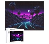 500 PCS Rompecabezas para Adolescentes Neon Desert Highway Rompecabezas para Adultos Juego Práctico Desafío Difícil Cumpleaños Y Navidad 500 PCS