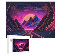 500 PCS Rompecabezas para Adolescentes Neon Desert Sunset Road Rompecabezas para Adultos Juego De Ingenio Regalos para Mujeres Cumpleaños Y Navidad 500 PCS