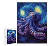 500 PCS Rompecabezas para Adolescentes Octopus Starry Night Rompecabezas para Adultos Juegos Familiares Desafío Difícil Ayuda A Ejercitar El Cerebro 500 PCS