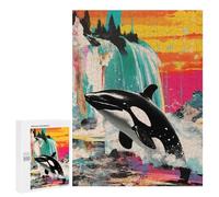500 PCS Rompecabezas para Adolescentes Orca Whale Killer Collage Rompecabezas Juegos Relajantes Desafío Difícil Desafiante De Completar 500 PCS