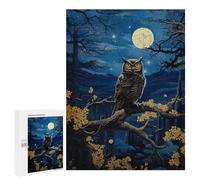 500 PCS Rompecabezas para Adolescentes Owl Under Moonlight Rompecabezas para Adultos Juegos Familiares Mejora La Memoria Regalos para Amigos Y Familiares 500 PCS