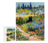 500 PCS Rompecabezas para Adolescentes Painted Garden with Black Cat Rompecabezas para Adultos Juego Familiar Análisis Y Lógica Regalos para Reducir El Estrés 500 PCS