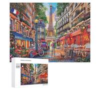 500 PCS Rompecabezas para Adolescentes Parisian Charm A Cozy Street Scene with Eiffel Tower View Rompecabezas para Adultos Juego Familiar Análisis Y Lógica Regalos para Reducir El Estrés 500 PCS