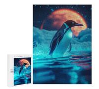 500 PCS Rompecabezas para Adolescentes Penguin Under A Red Moon Rompecabezas para Adultos Juguetes Antiestrés Desafío Difícil Cumpleaños