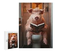 500 PCS Rompecabezas para Adolescentes Pig Reading on Toilet Rompecabezas para Adultos Juegos De Relajación Decoración De Pared Ayuda A Ejercitar El Cerebro 500 PCS