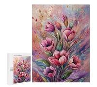 500 PCS Rompecabezas para Adolescentes Pink Blossom Flower Rompecabezas para Adultos Juegos Relajantes Mejora La Memoria Interacción Entre Padres E Hijos 500 PCS