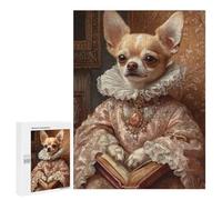 500 PCS Rompecabezas para Adolescentes Pink Elegance Chihuahua Royal Dog Wall Art Chihuahua in Royal Attire Rompecabezas para Adultos Juegos Familiares Mejora La Memoria Regalos para Amigos Y Familia