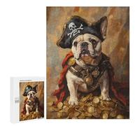 500 PCS Rompecabezas para Adolescentes Pirate Bulldog Treasure Chest Rompecabezas para Adultos Que Mejoran La Memoria Juegos De Ingenio Familiares Difíciles Y Desafiantes 500 PCS