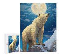 500 PCS Rompecabezas para Adolescentes Polar Bear Moonlit Majesty Rompecabezas para Adultos Juego De Ingenio Regalos para Mujeres Cumpleaños Y Navidad 500 PCS