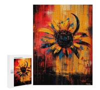 500 PCS Rompecabezas para Adolescentes Radiant Bloom Contemporary Expressionist Sunflower Artwork Rompecabezas para Adultos Juegos Divertidos Regalo De Cumpleaños Cumpleaños Y Navida