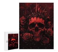 500 PCS Rompecabezas para Adolescentes Red Skull with Crown and Roses Rompecabezas Juegos Relajantes Desafío Difícil Desafiante De Completar 500 PCS