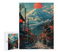 500 PCS Rompecabezas para Adolescentes Retro Mount Fuji City Rompecabezas para Adultos Juegos Relajantes Mejora La Memoria Interacción Entre Padres E Hijos 500 PCS