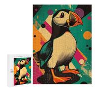 500 PCS Rompecabezas para Adolescentes Retro Puffin Illustration Vibrant Puffin Pop Art Rompecabezas para Adultos Juegos Familiares Desafío Difícil Ayuda A Ejercitar El Cerebro 500 PCS