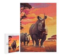 500 PCS Rompecabezas para Adolescentes Rhinoceros Rinho Rompecabezas para Adultos Juego Práctico Difícil Interacción Entre Padres E Hijos 500 PCS
