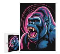 500 PCS Rompecabezas para Adolescentes Roaring Gorilla with Pink Accents Rompecabezas para Adolescentes Juegos Divertidos Análisis Y Lógica Cumpleaños 500 PCS