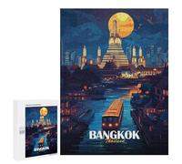500 PCS Rompecabezas para Adolescentes Rompecabezas Bangkok Thailand Cityscape at Night Rompecabezas para Adultos Juegos Relajantes Mejoran La Memoria para Cumpleaños, Navidad 500 PCS