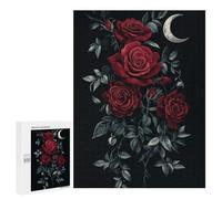 500 PCS Rompecabezas para Adolescentes Rompecabezas Dark Roses and Moon Rompecabezas para Adultos Juegos Relajantes Mejoran La Memoria para Cumpleaños, Navidad 500 PCS