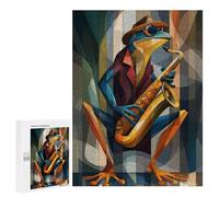 500 PCS Rompecabezas para Adolescentes Rompecabezas Jazz Toad - Sax & Swagger in Cubist Color Rompecabezas para Adultos Juegos Relajantes Mejoran La Memoria para Cumpleaños, Navidad 500 PCS