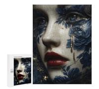 500 PCS Rompecabezas para Adolescentes Rompecabezas Porcelain Tears Kintsugi Woman in Blue and Gold Rompecabezas para Adultos Juegos Relajantes Mejoran La Memoria para Cumpleaños, Navidad 500 PCS