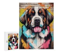 500 PCS Rompecabezas para Adolescentes Saint Bernard Dog Graffiti Rompecabezas para Adultos Juegos Familiares Desafío Difícil Ayuda A Ejercitar El Cerebro 500 PCS