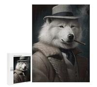 500 PCS Rompecabezas para Adolescentes Samoyed The Gangster Rompecabezas para Adultos Juego Práctico Ensamblaje De Patrones Cumpleaños Y Navidad 500 PCS