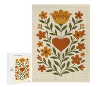 500 PCS Rompecabezas para Adolescentes Scandinavian Folk Art Floral Heart Print Rompecabezas para Adultos Juegos Familiares Corte De Precisión Difícil Y Desafiante 500 PCS