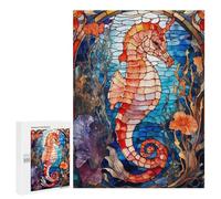 500 PCS Rompecabezas para Adolescentes Sea Horse Stained Glass Rompecabezas Juegos Relajantes Pero Divertidos Y Humorísticos Cumpleaños Y Navidad 500 PCS