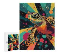 500 PCS Rompecabezas para Adolescentes Sea Turtle Pop Art Radiant Sea Turtle Ocean-Themed Wall Art Juegos Familiares De Rompecabezas para Adultos Que Mejoran La Memoria Ayudan A Ejercitar El Cerebro