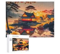 500 PCS Rompecabezas para Adolescentes Serene Sunset Reflections in A Traditional Village Rompecabezas para Adultos Juego Práctico Desafío Difícil Cumpleaños Y Navidad 500 PCS