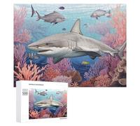 500 PCS Rompecabezas para Adolescentes Sharks in Coral Reef Rompecabezas para Adultos Juego Práctico Desafío Difícil Cumpleaños Y Navidad 500 PCS