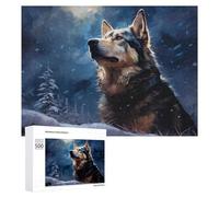 500 PCS Rompecabezas para Adolescentes Siberian Husky in Snowy Forest Rompecabezas para Adultos Juego Práctico Montaje De Patrones Cumpleaños Y Navidad 500 PCS