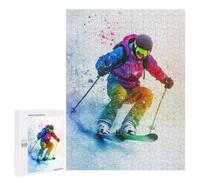 500 PCS Rompecabezas para Adolescentes Skier in Colorful Snow Juegos Familiares De Rompecabezas para Adultos Que Mejoran La Memoria Ayudan A Ejercitar El Cerebro 500 PCS