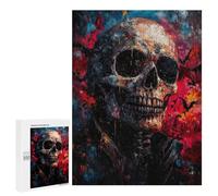 500 PCS Rompecabezas para Adolescentes Skull in Bats Painting Juegos Familiares De Rompecabezas para Adultos Que Mejoran La Memoria Ayudan A Ejercitar El Cerebro 500 PCS