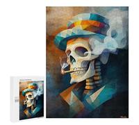 500 PCS Rompecabezas Para Adolescentes Skull Smoking A Cigarette - Cubist Minimalist Vision - Vibrant Masterpiece Inspired by Vincent Van G... Rompecabezas Para Adultos Juegos Divertidos Regalo De Cum