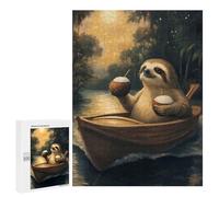 500 PCS Rompecabezas para Adolescentes Sloth on A Boat with Cocktails Rompecabezas para Adultos Juegos Familiares Mejora La Memoria Regalos para Amigos Y Familiares 500 PCS