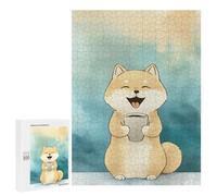500 PCS Rompecabezas para Adolescentes Smiling Shiba Inu with Coffee Rompecabezas para Adultos Juegos Divertidos Regalo De Cumpleaños Cumpleaños Y Navidad 500 PCS