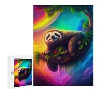 500 PCS Rompecabezas para Adolescentes Smiling Sloth in Rainbow Sky Rompecabezas para Adultos Juegos Relajantes Mejora La Memoria Interacción Entre Padres E Hijos 500 PCS
